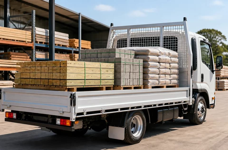 Buildry delivery truck with building materials