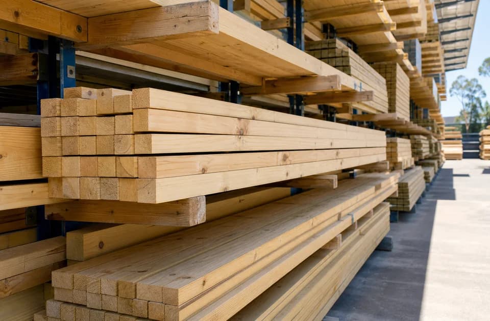 Timber framing stock at Buildry